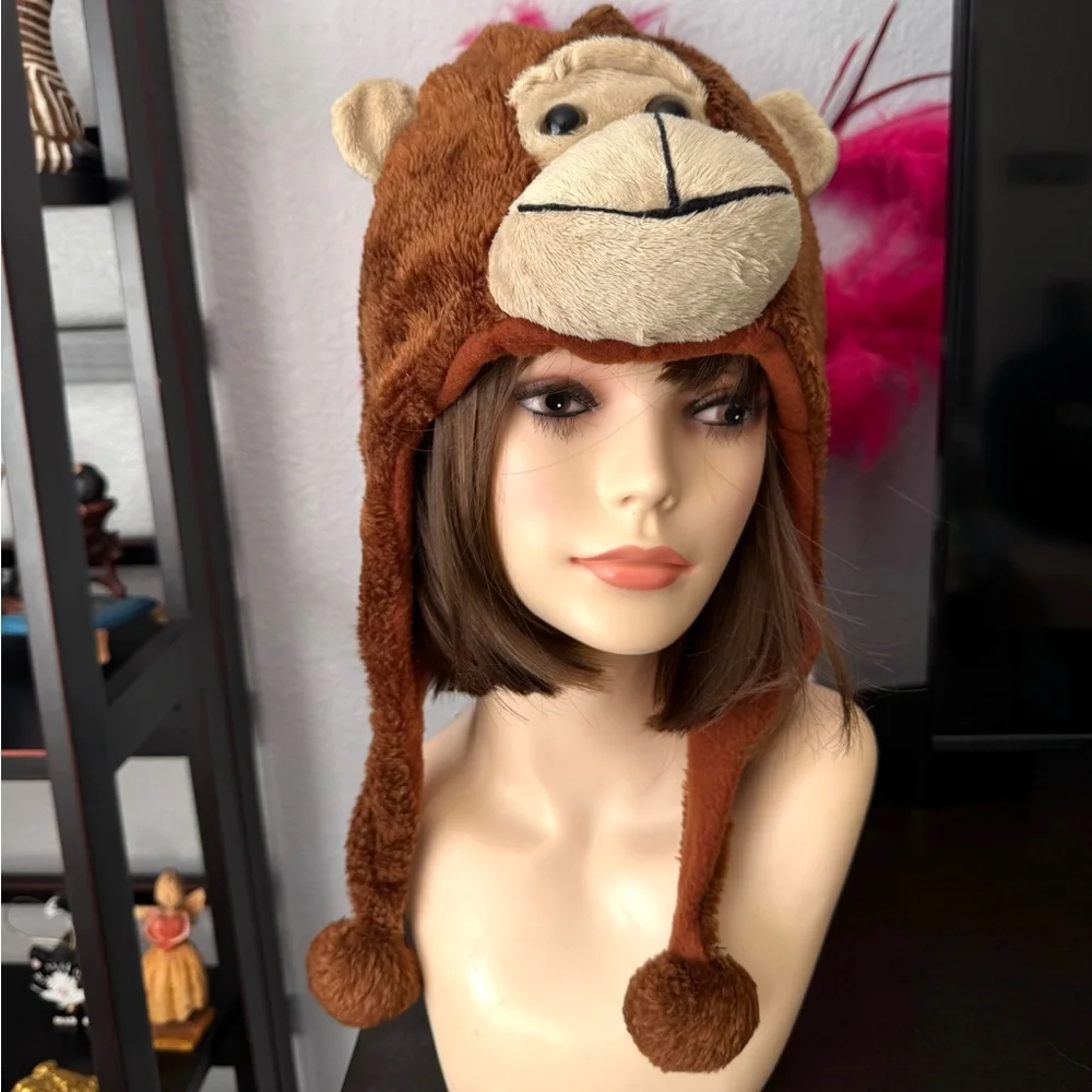 Brown Monkey Plush Hat for Kids